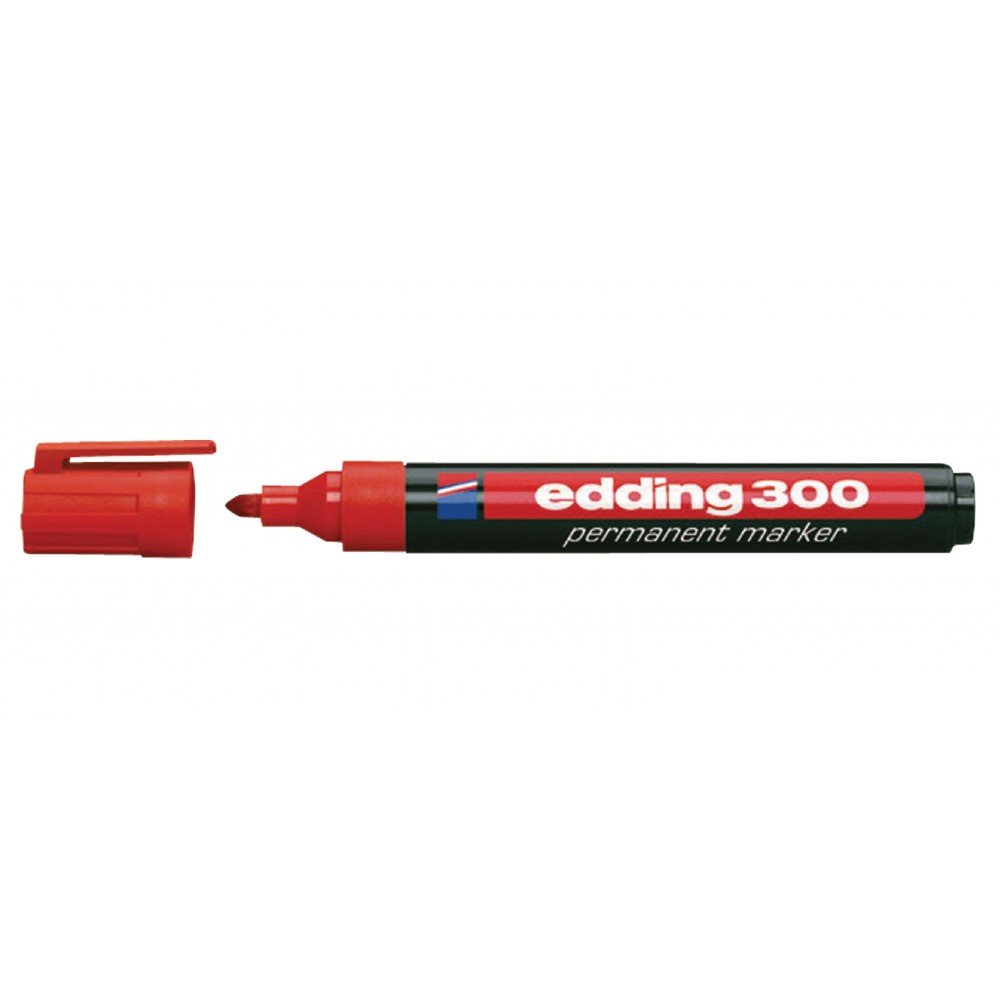edding 300 permanent markör - kırmızı - 10 kalem - 1,5-3 mm yuvarlak uçlu