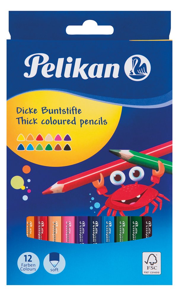 Pelikan Jumbo Üçgen Kuru Boya Kalemi 12li Kutu