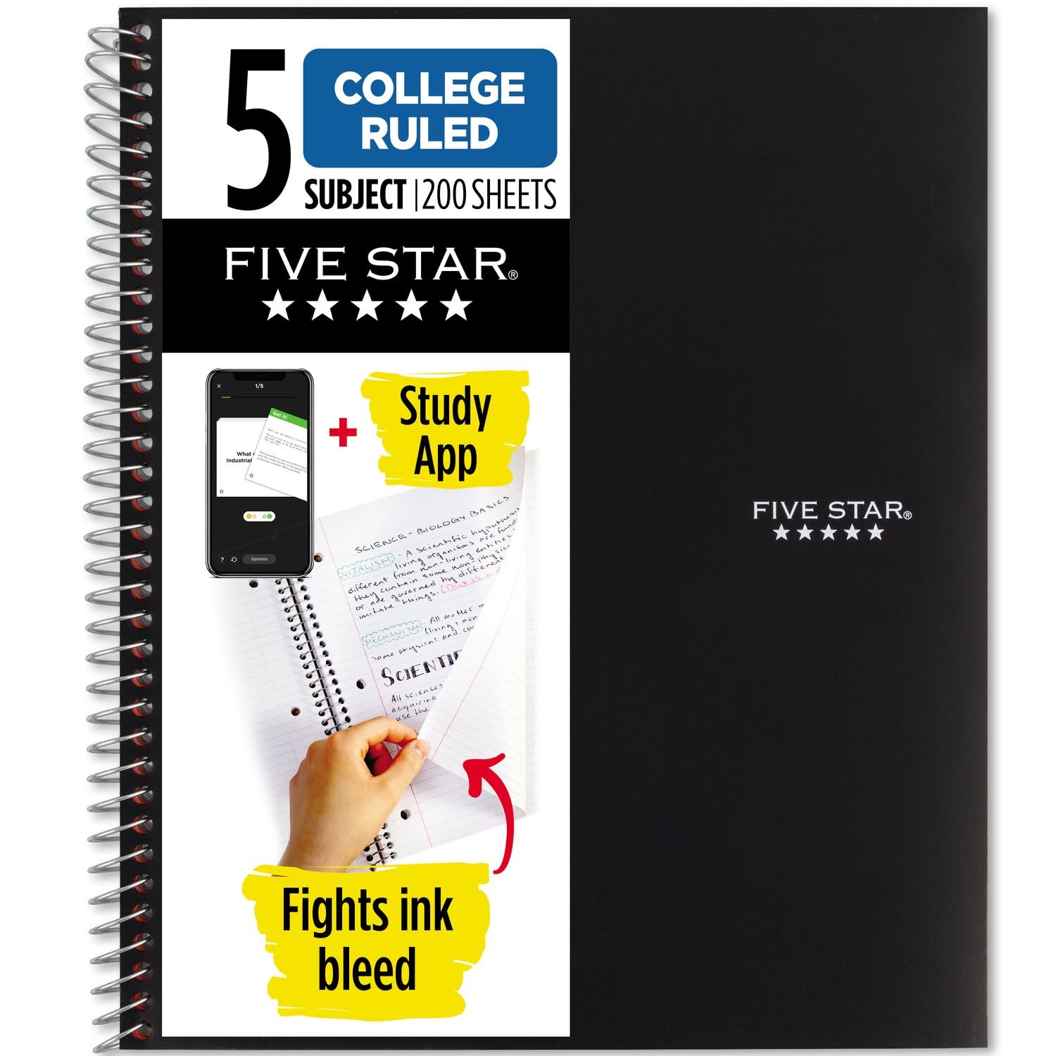 Beş Star Spiral Notebook 1 Paket Siyah