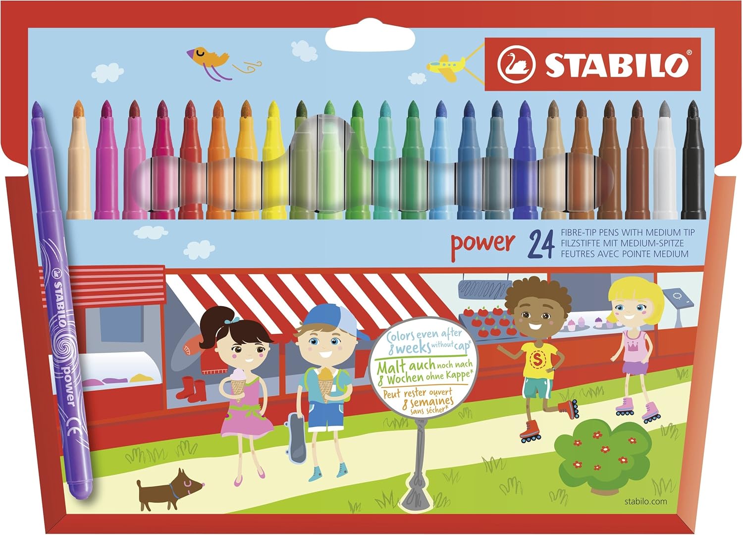 STABILO power - Keçe Uçlu Boya Kalemi - 24'lü Paket - Çeşitli Renkler