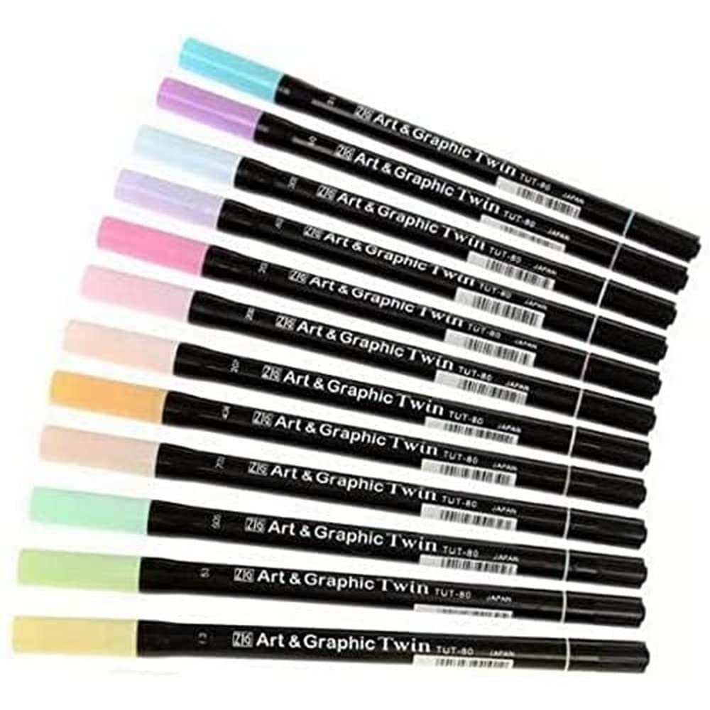 ZIG Art and Graphic Twin Marker-Set, Pastellfarben, 12 Stück