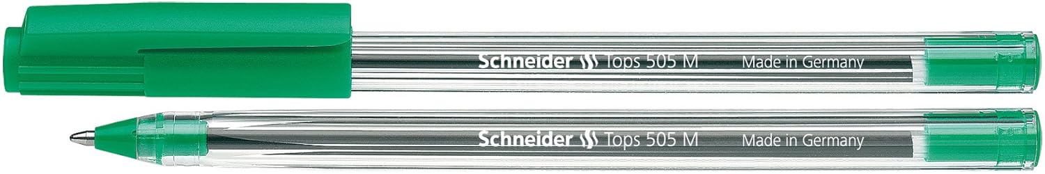 Schneider Tükenmez Kalem Tops 505 Clipkappe ve paslanmaz çelik ucu M Yeşil