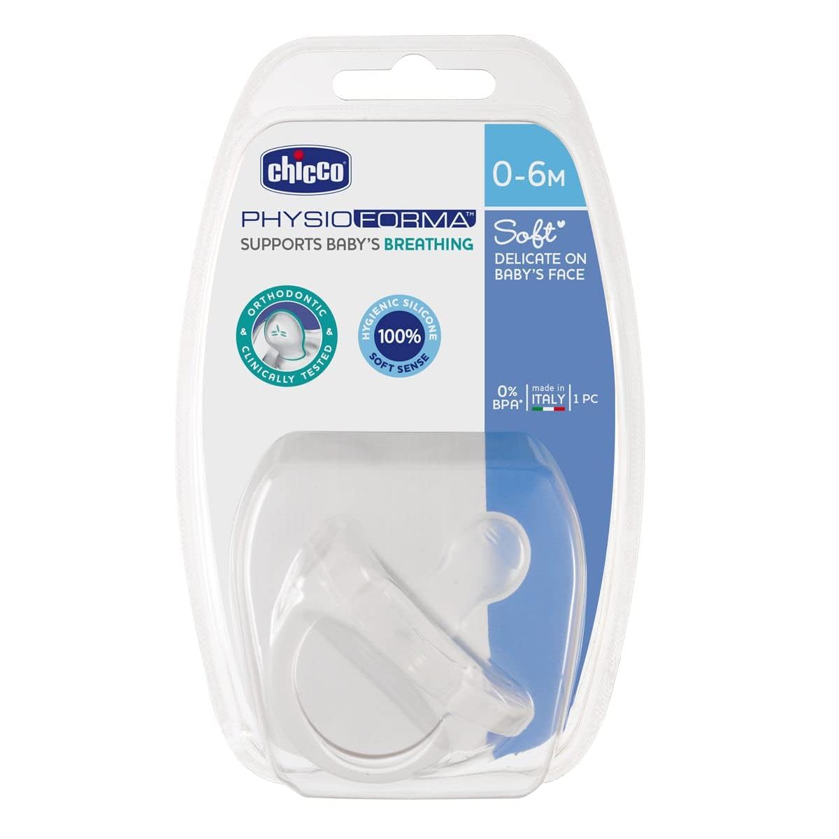 chicco Physioforma Soft Emzik Silikon 0-6 Ay, Tekli, Şeffaf