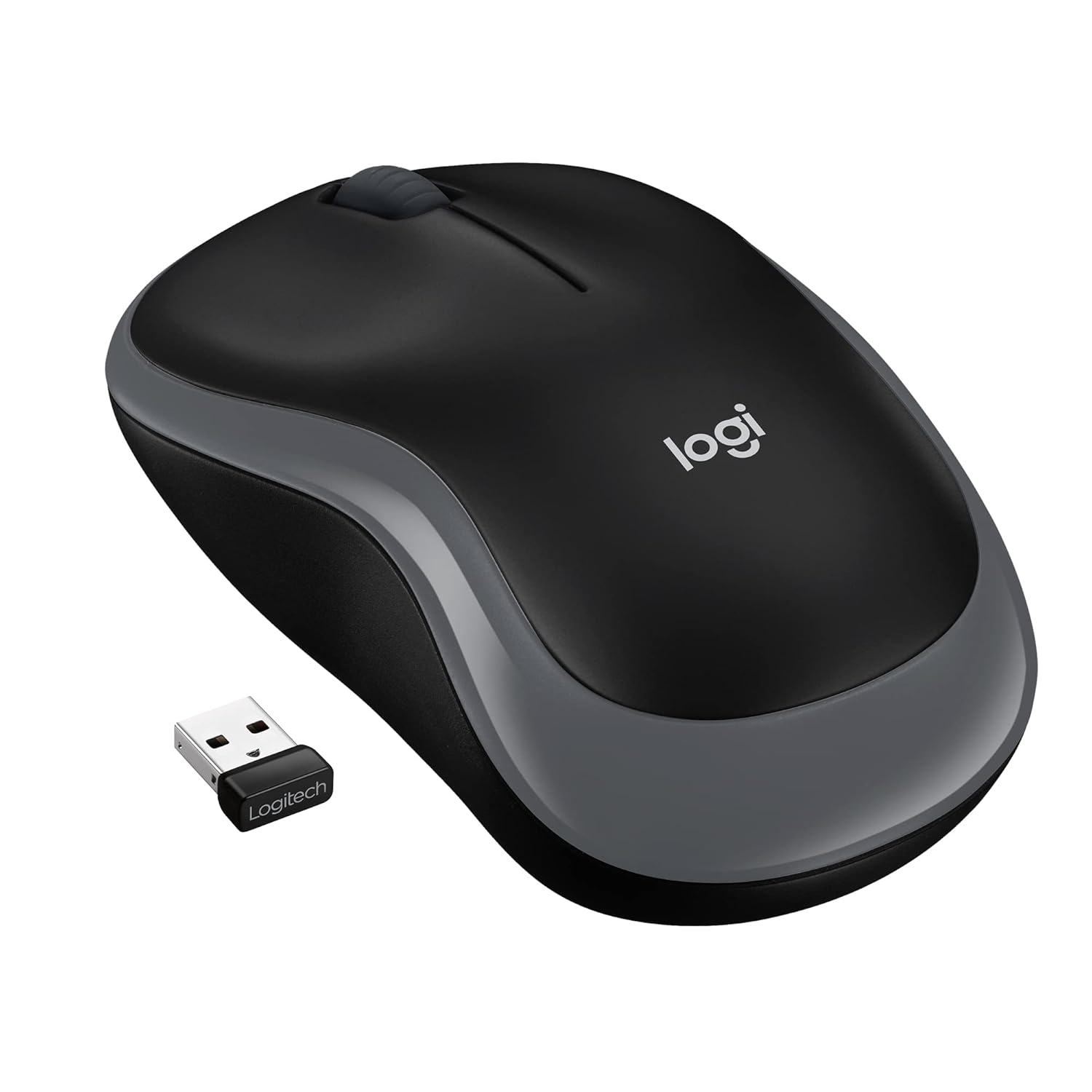 Logitech M185 Kablosuz Mouse, PC, Mac, Dizüstü Bilgisayar için, USB Mini Alıcı ile 2.4GHz, 1000 DPI Optik, 12 Ay Pil Ömrü, Sağ ve Sol Elle Kullanıma Uygun, Gri