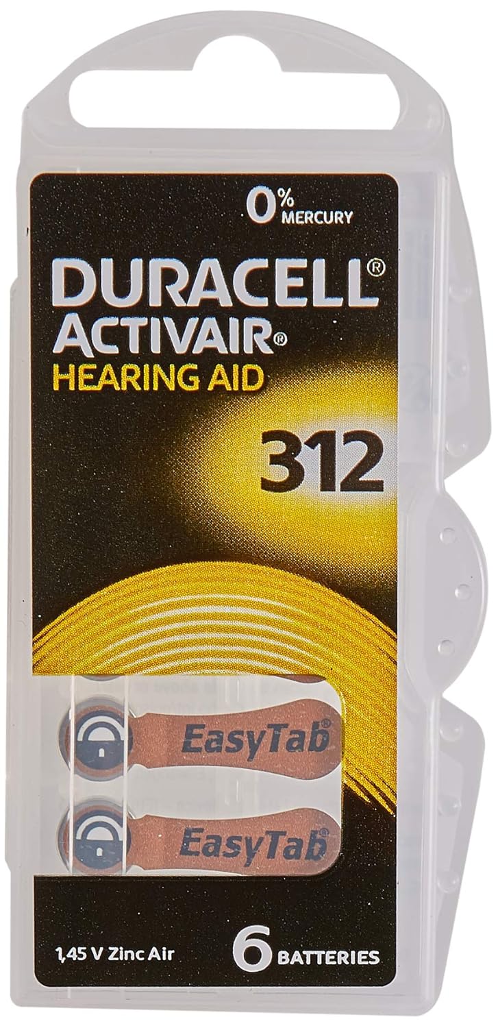 Duracell Easytab DA 312 - Pil tipi 312 olan tüm işitme cihazları için, 10 x 6 adet