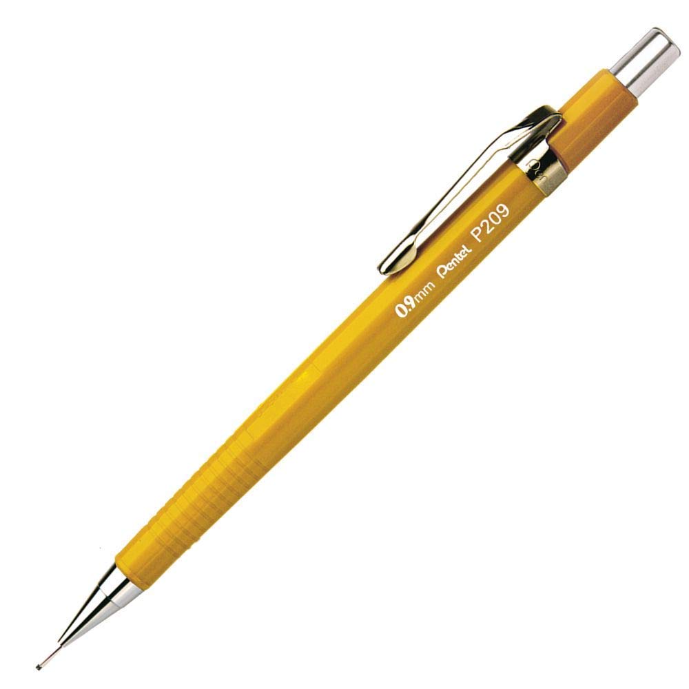 Pentel Teknik Çizim ve Yazı İçin Mekanik Kurşun Kalem, 0.9 mm, Sarı, Orijinal Kutusunda