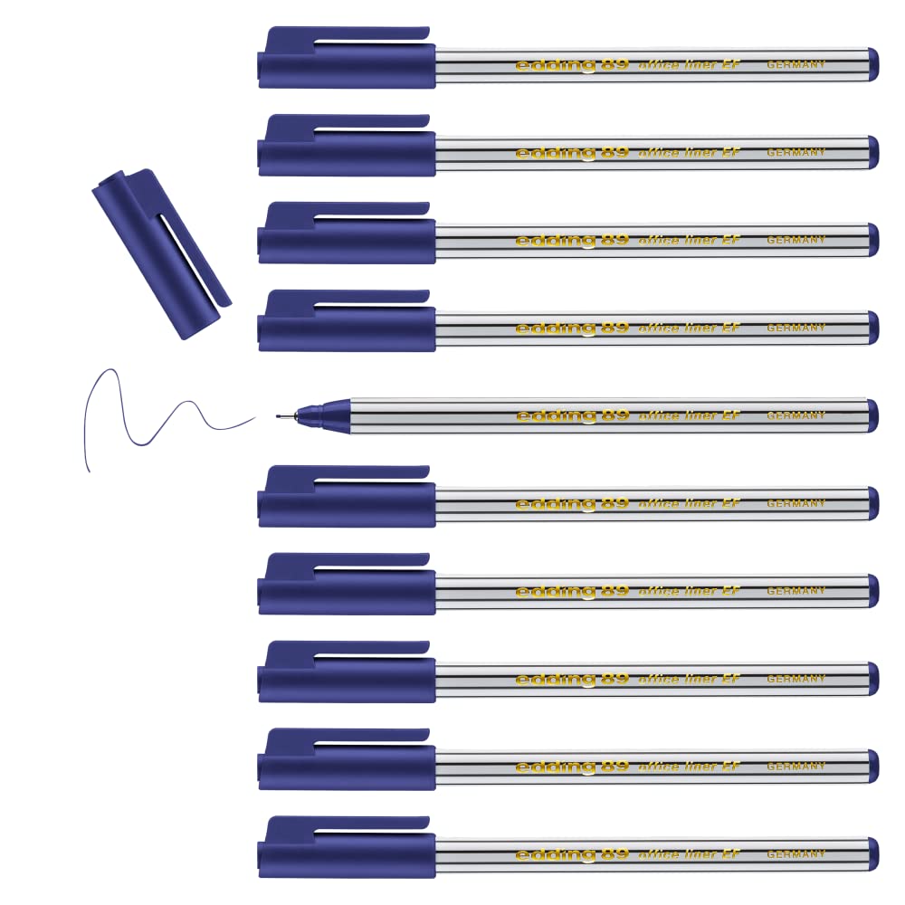 edding 89 - fineliner - mavi - 10 kalem- 0,3 mm ekstra ince yuvarlak uç