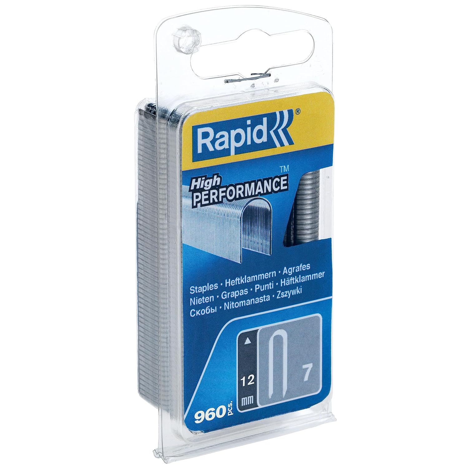 Rapid Zımba teli Tip 7, 12 mm kıskaç, 960 adet, yuvarlak sırtlı, 6 mm'ye kadar kablolar için