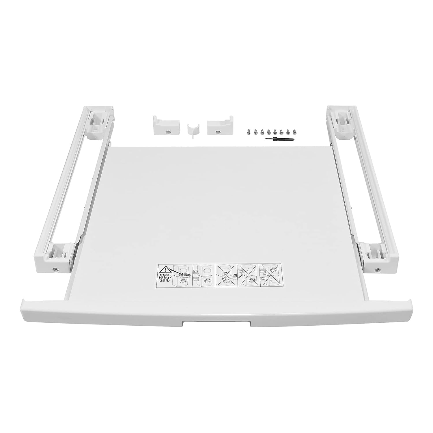 Siemens WZ20400 / Çamaşır kurutma makinesinin çamaşır makinesine güvenli bir şekilde sabitlenmesi için çekmeceli bağlantı seti / 57,4 × 59,6 × 4,2 cm (U × G × Y)