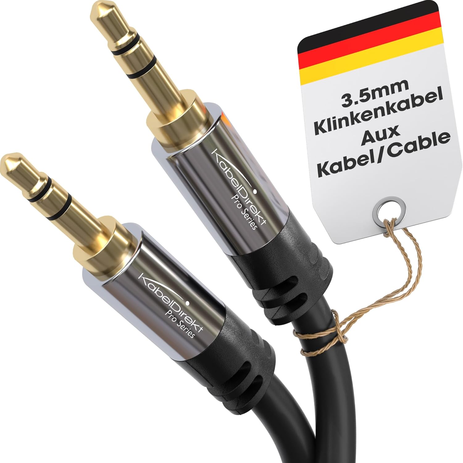KabelDirekt – Aux Kablosu, 3,5mm Jak Kablosu – 1,5m – Kırılmaya Dayanıklı Metal Fişler – 0,3-10m arasında mevcut (Ses/Kulaklık Kablosu/Aux Kablo, PC/Dizüstü Bilgisayar, Araba ve HiFi, siyah)