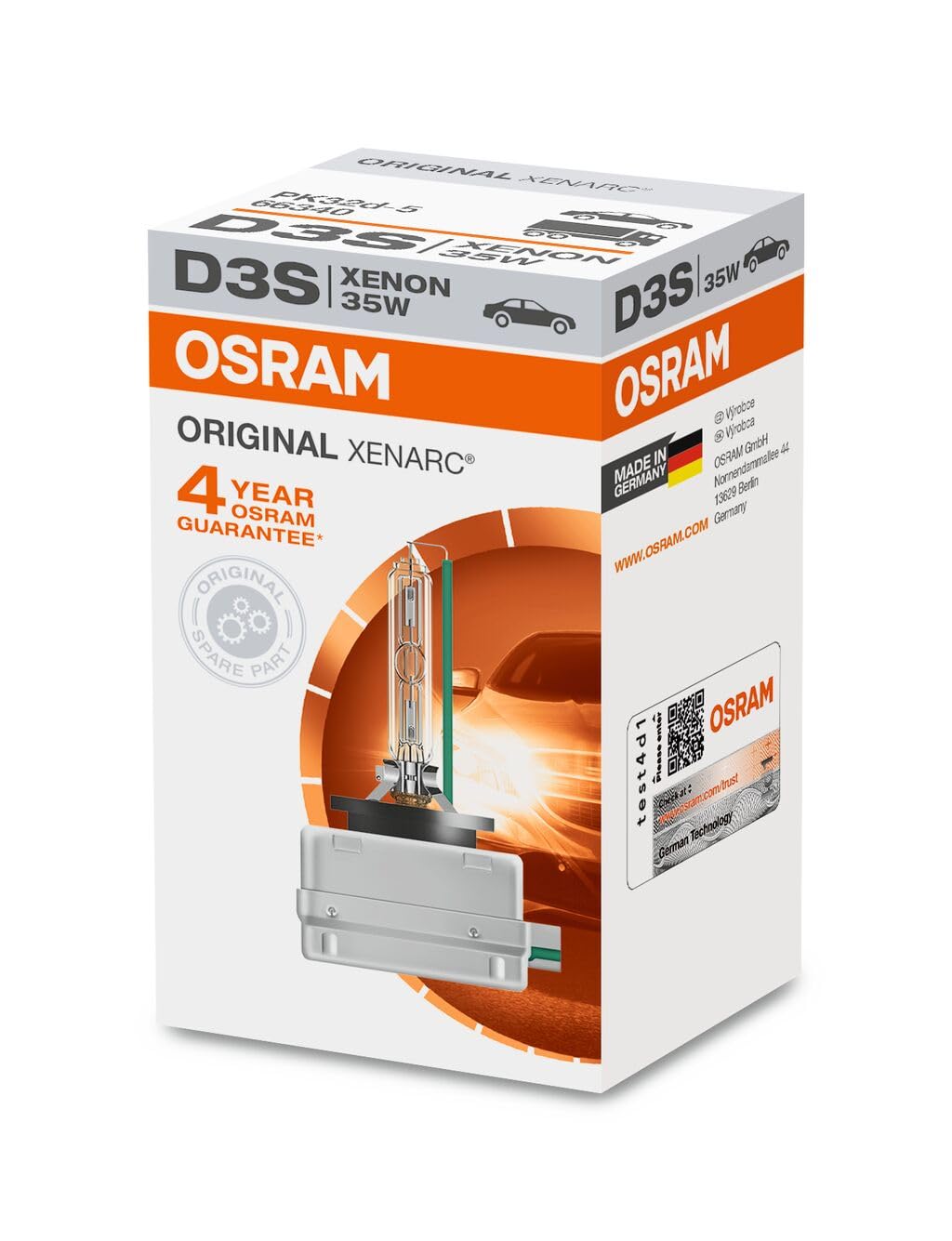 Osram Xenarc 66340 D3S HID, Xenon Far Ampulü OSRAM XENARC NIGHT BREAKER® UNLIMITED D1S, lampe de phare Xénon, 4150 K, 66340, boîte pliante de 1 66340