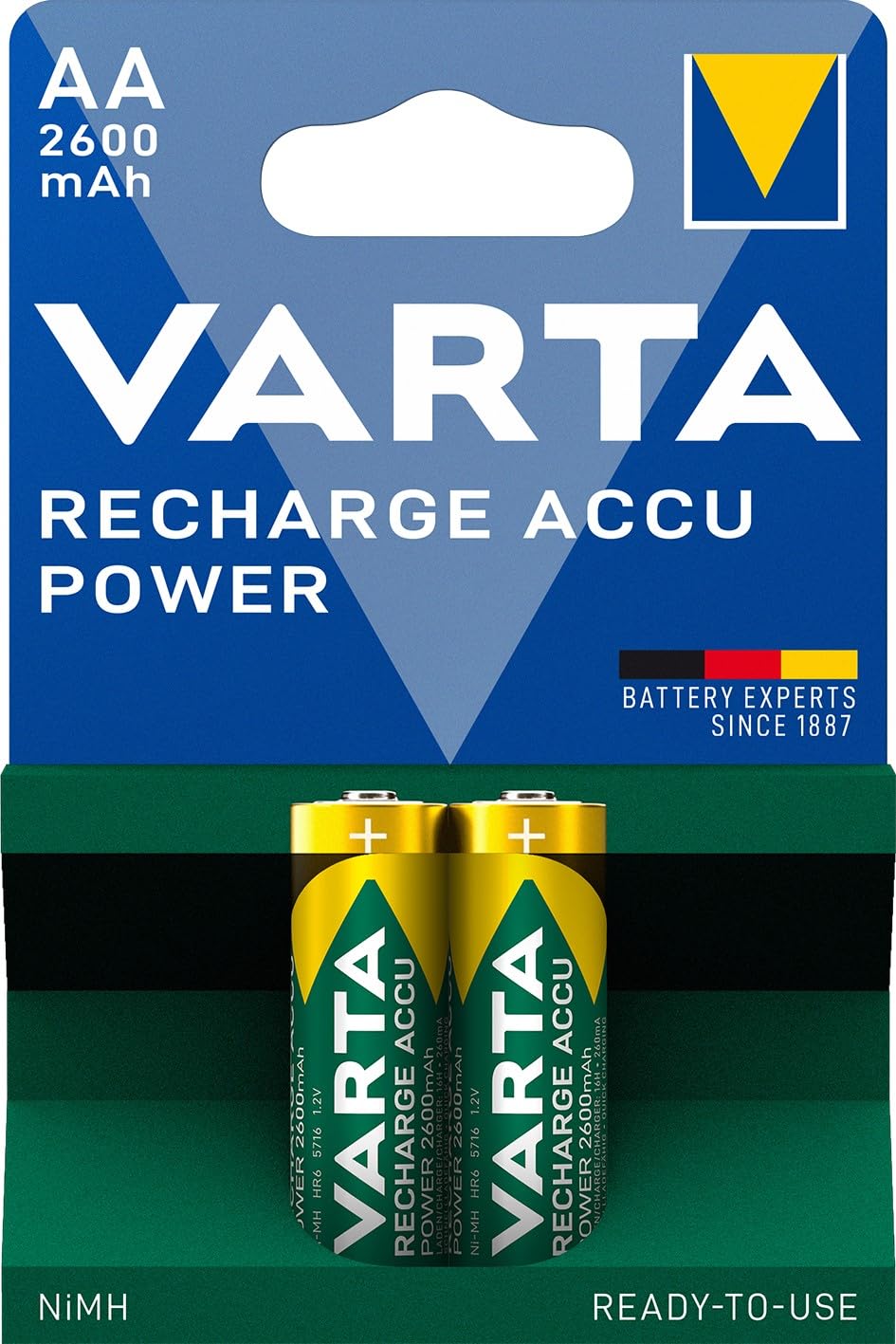 VARTA Recharge Accu Power 2AA 2600 mAh, yeşil/gri