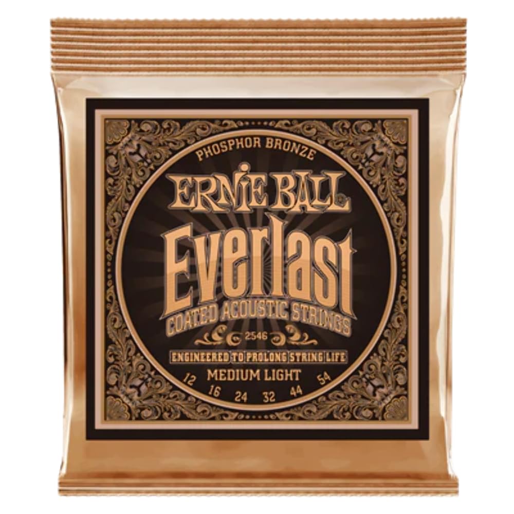 Ernie Ball Everlast Orta Hafif Kaplamalı Fosfor Bronz Akustik Gitar Telleri, Ölçü 12-54