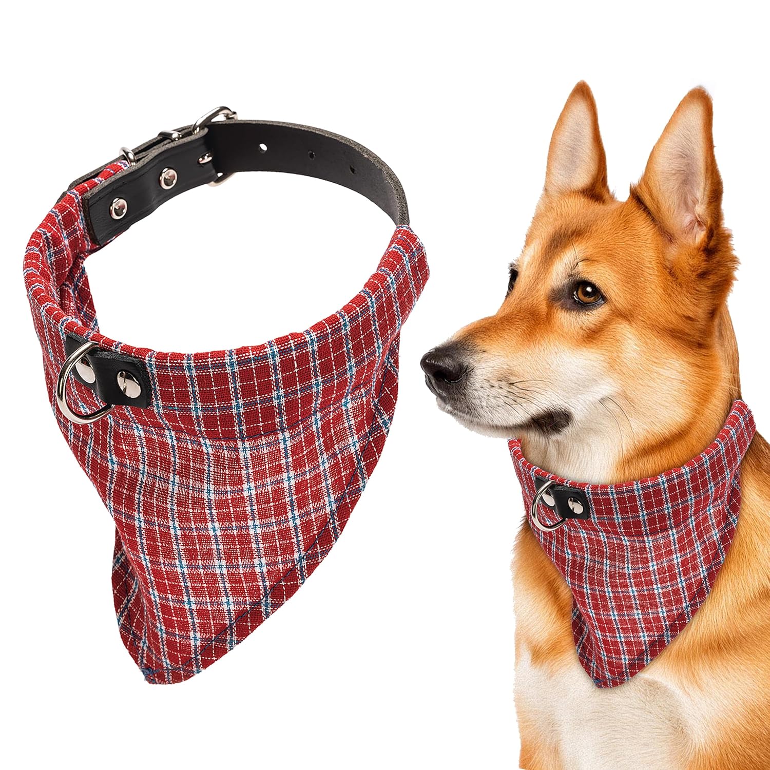 Karlie Deri Bandanalı Köpek Boyun Tasması, 57 cm, Kırmızı