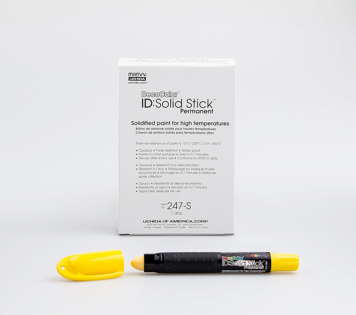 Marvy 247 Solid Stick Sarı Industrial Markör, Sarı