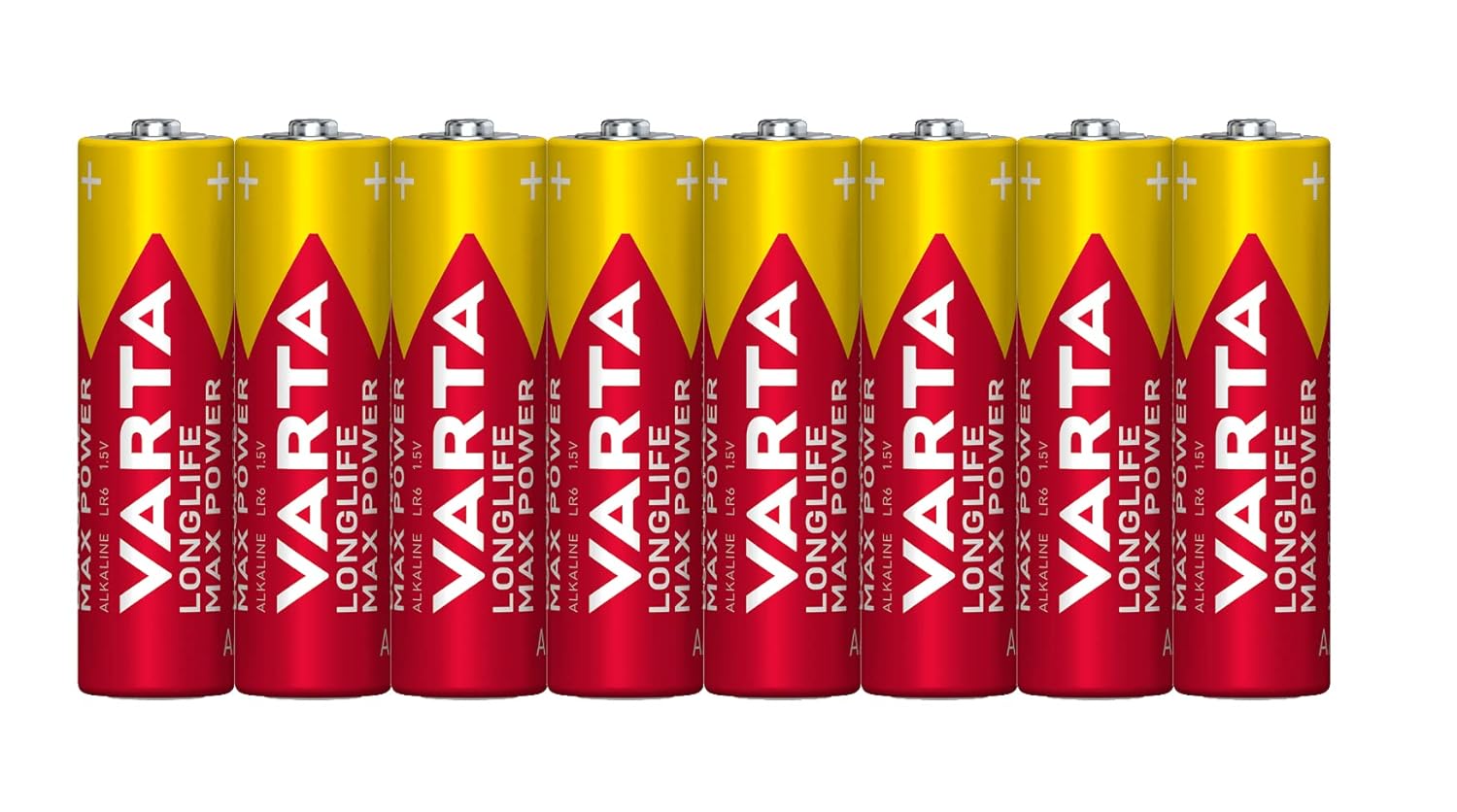 VARTA Longlife Max Power pil AA Kalem LR6 piller (8'li paket) Yüksek Performanslı alkalin piller - Almanya'da üretilmiştir -