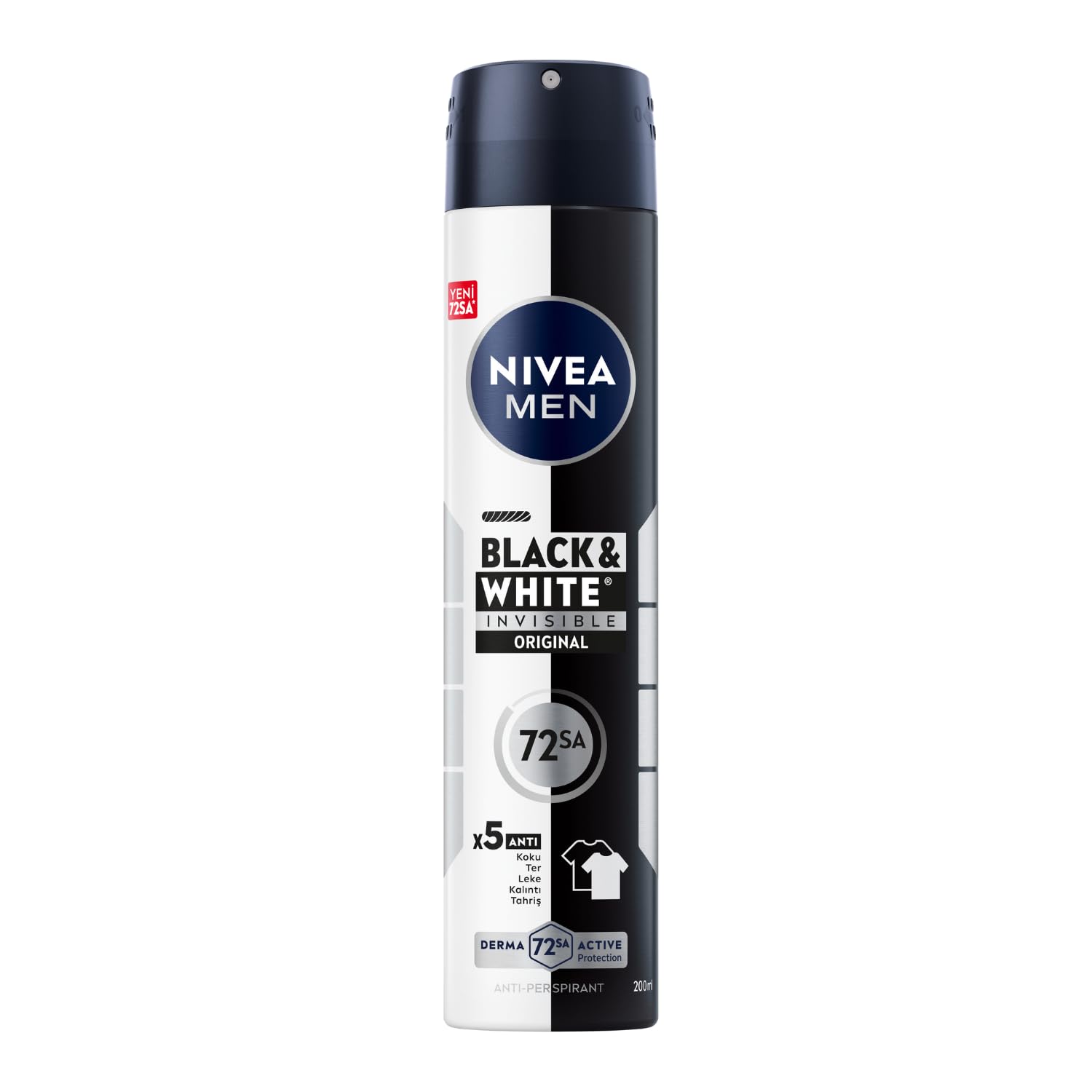 NIVEA MEN Erkek Sprey Deodorant Black&White Invisible Original 200ml, 72 Saat Anti-Perspirant Ter Koruması