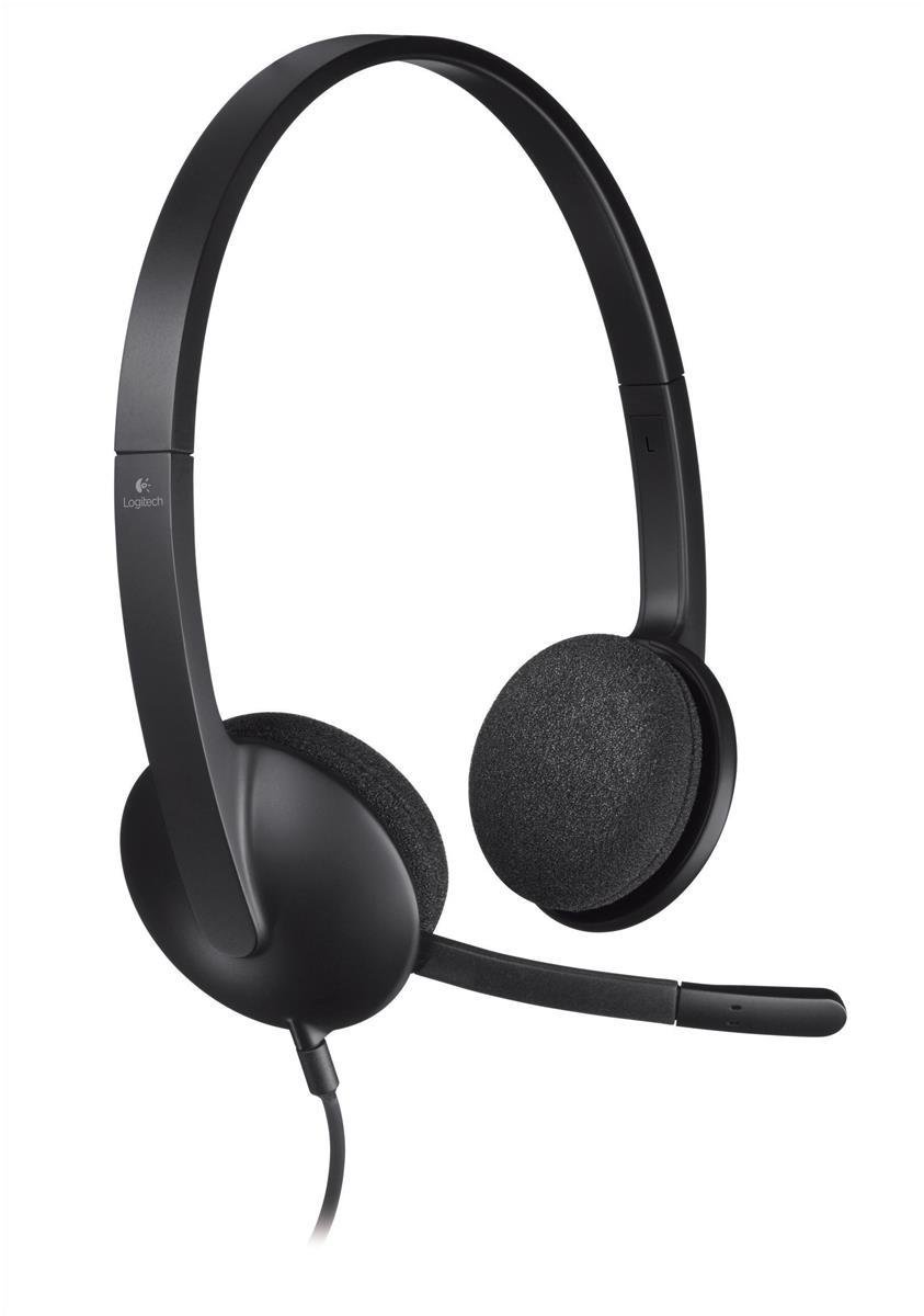 Logitech H340 Mikrofonlu Stereo Kulaklık, Gürültü Azaltmalı Ayarlanabilir Mikrofon, Döner Kulak Dolgusu, USB Bağlantısı, 1,8 m Kablo, PC/Mac/Laptop, Siyah