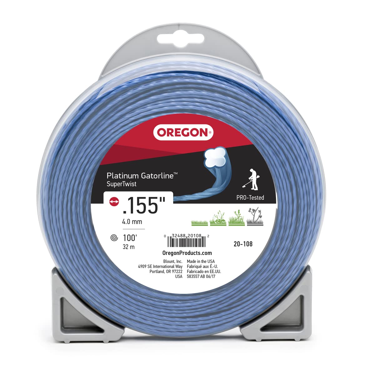 Oregon 20-108 Platinum Gatorline Supertwist Düzeltici Hattı .355-inç 100-Ayak, Gri/Siyah