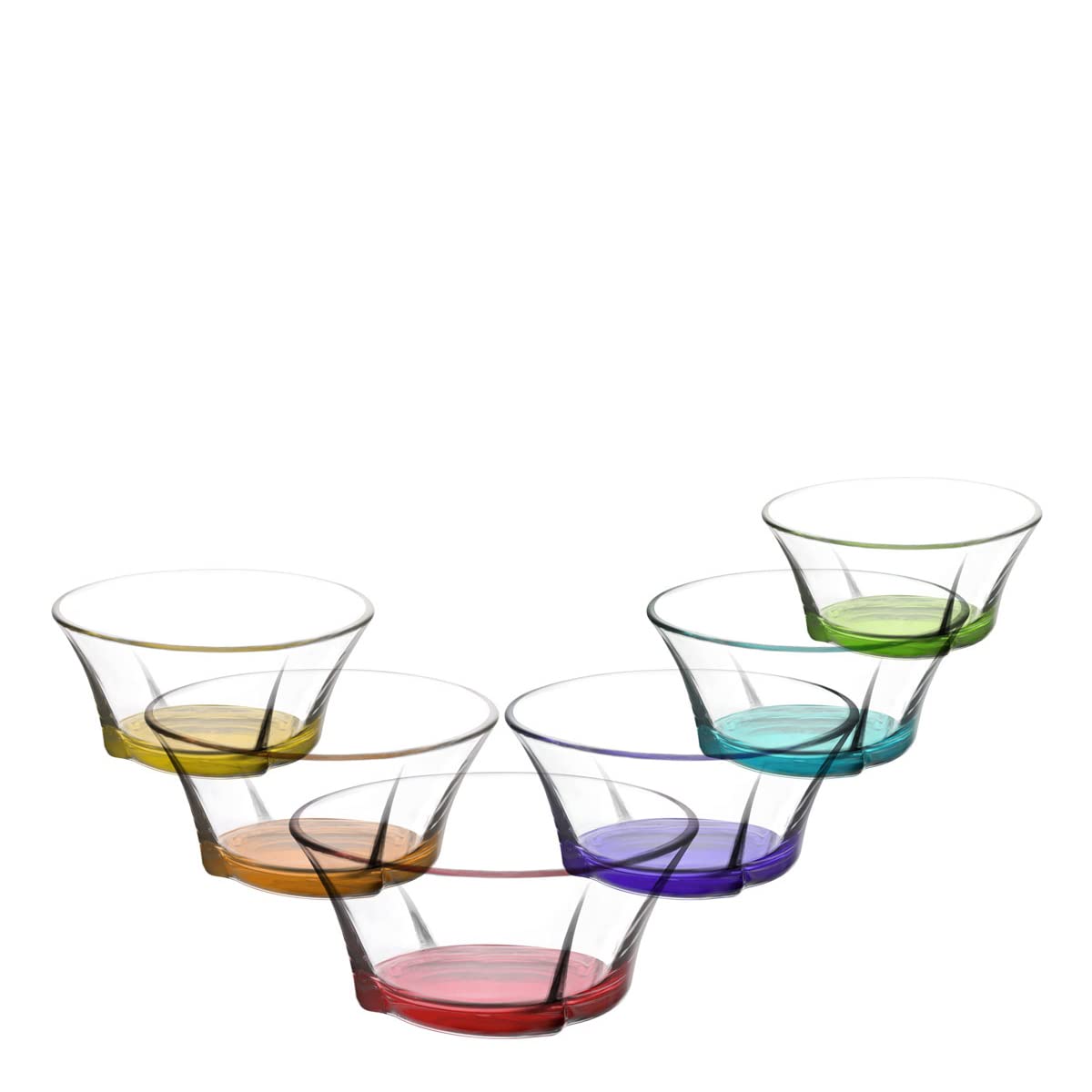 Lav, Truva Renkli Tabanlı 6'Lı Orta Boy Kase, Truva Renkli Tabanlı, TRU264PT068F310 cc, Şeffaf