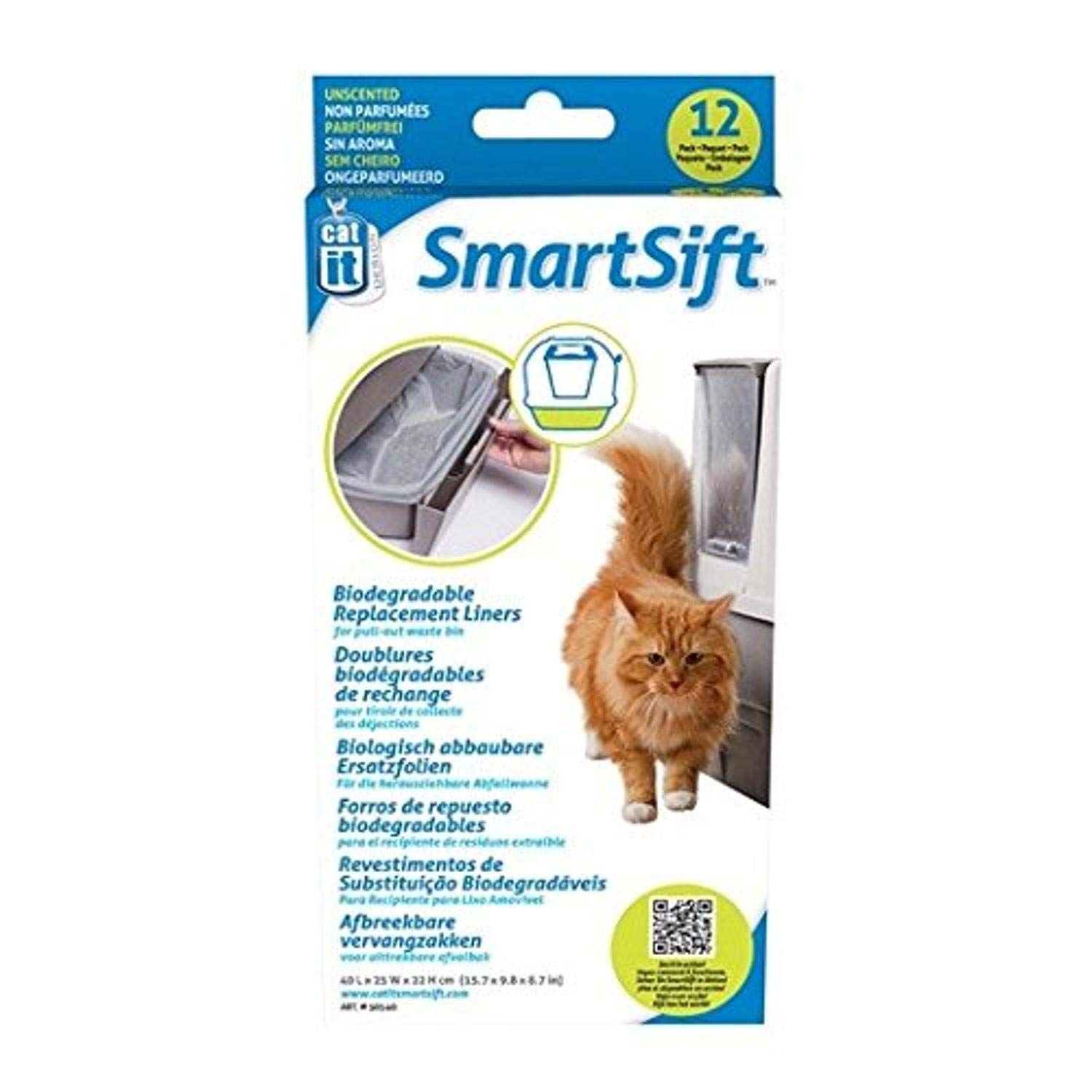 Catit Catit Smart Sift kedi tuvaleti için biyolojik olarak çözünebilir altlıklar, 40 x 25 x 22 cm, 12'li paket