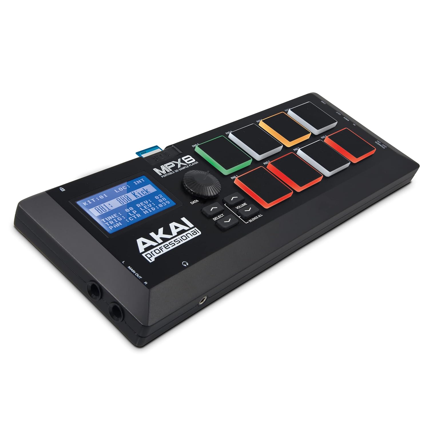 Akai Professional MPX8 - Sample Pad Controller 8 Performansa Hazır Hıza Duyarlı Pedli, MIDI Bağlantısı ve Yerleşik SD Kart Yuvasına Sahip Taşınabilir Örnek, Siyah