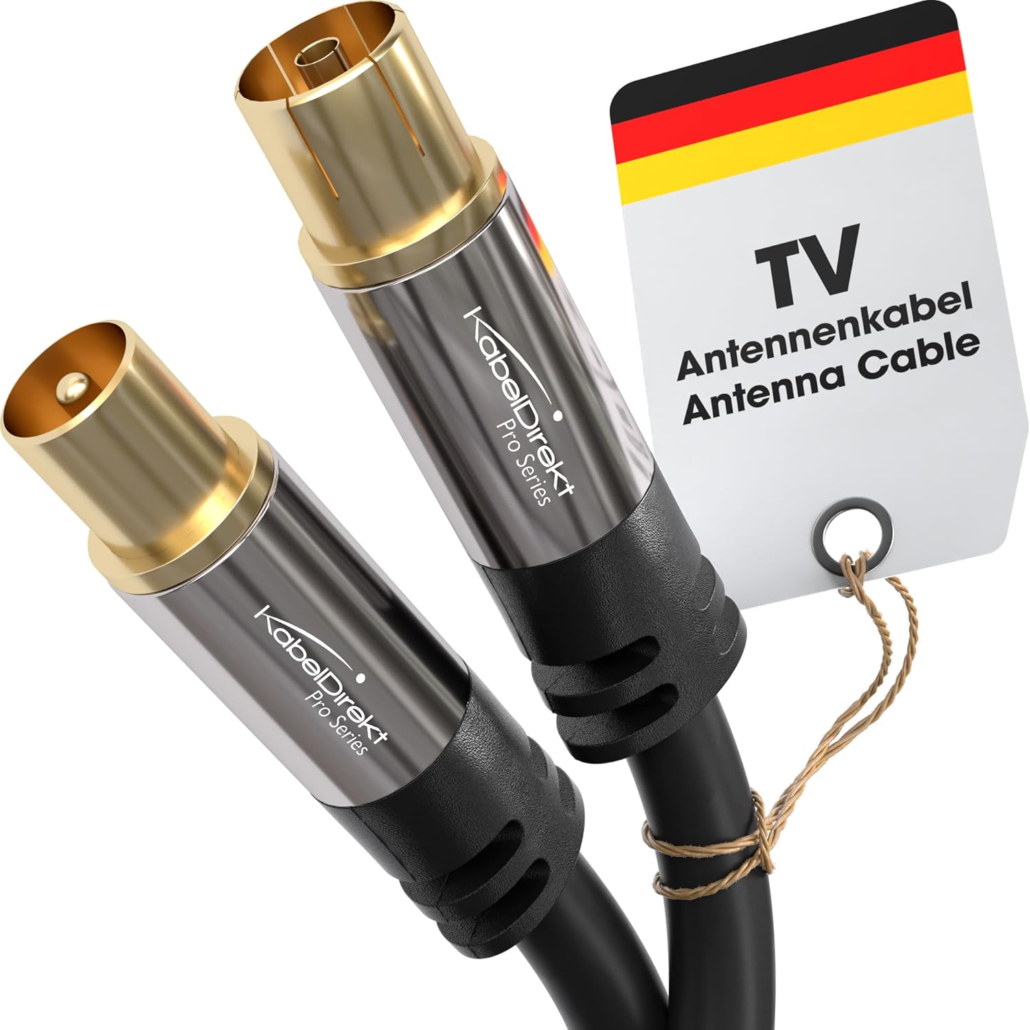 KabelDirekt – 4K Anten Kablosu, Koaksiyel Kablolar – 2m – Dijital ve Analog TV için TV Kablosu, Metal Konnektörler – 0,5-20m arasında mevcut (Fişten Dişi Uca, DVB-C/DVB-T/DVB-S için, siyah)