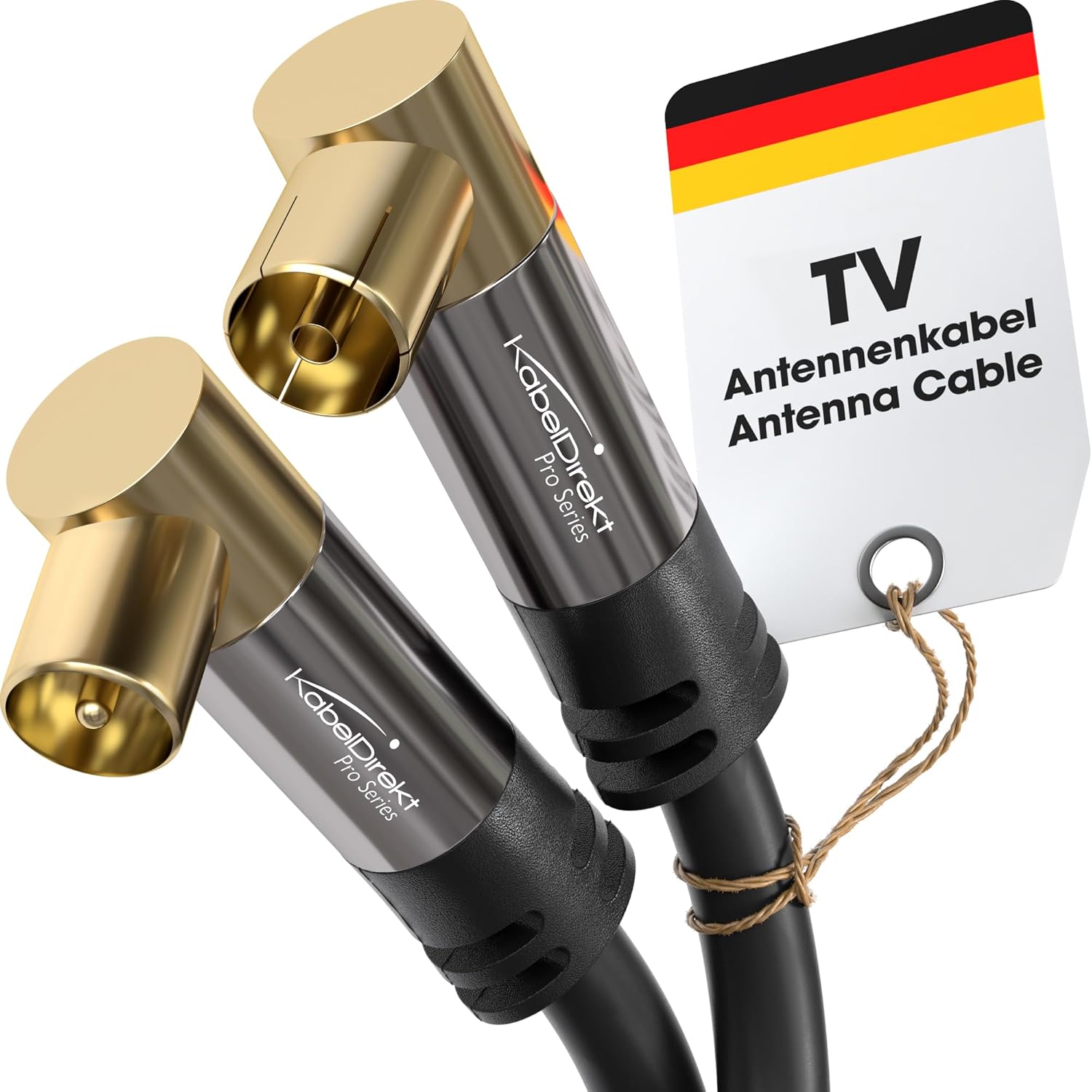 KabelDirekt – 4K Anten Kablosu, Koaksiyel Kablolar – 90° Açılı – 1m – Dijital ve Analog TV Kablosu – 0,5-20m arasında mevcut (Açılı Fiş/Açılı Dişi Uç, DVB-C/DVB-T/DVB-S için, siyah)