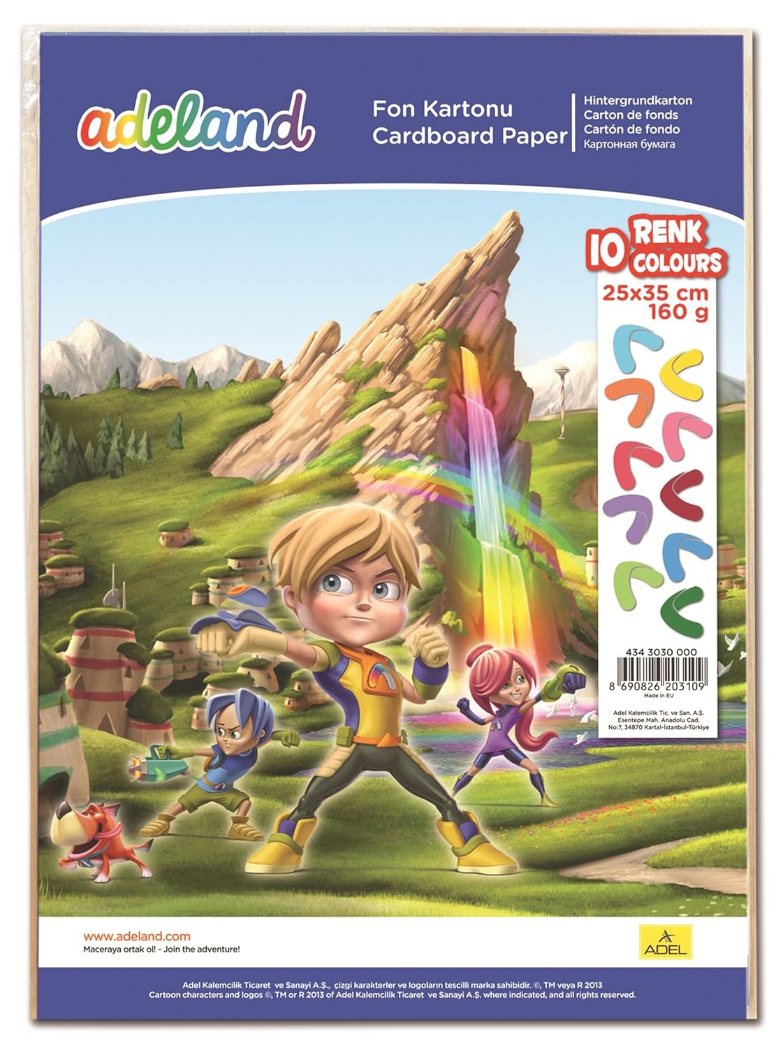 Adeland Fon Kartonu 10 LU 25X35 160 GR Karışık Renk 434 3030 000