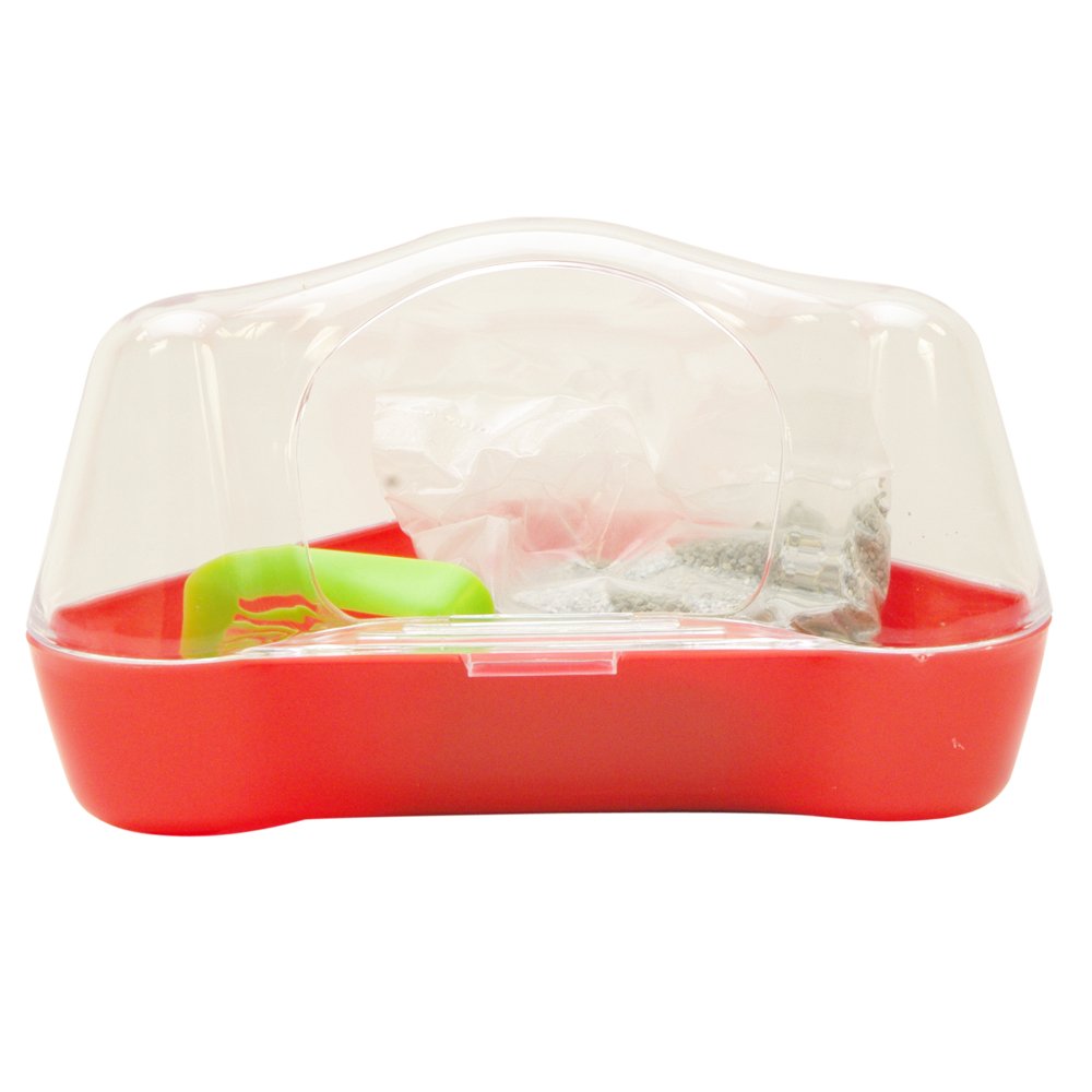 LIVING WORLD Hamster için köşe tuvaleti, kırmızı/renksiz, 1 adet (1'li paket)