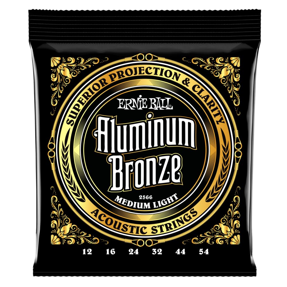 Ernie Ball Orta Hafif Alüminyum Bronz Akustik Gitar Telleri, Ölçü 12-54