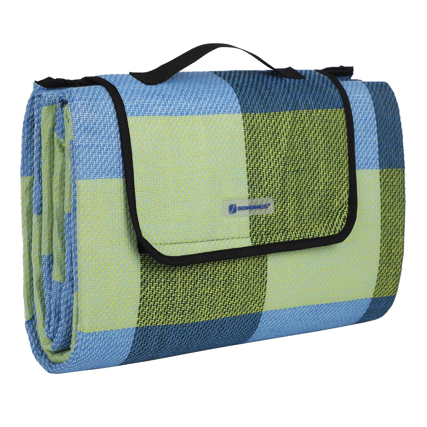 SONGMICS Isı İzoleli Su Geçirmez Piknik Örtüsü, Taşıma Saplı Plaj Örtüsü, GCM50C, 195 x 150 cm, Mavi