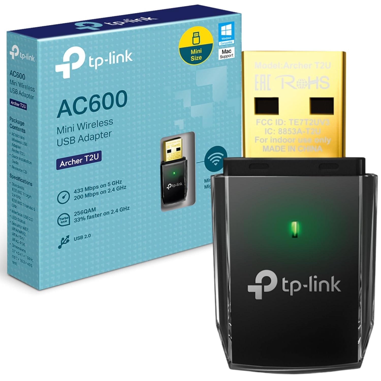 TP-Link Archer T2U, 600Mbps Kablosuz Dual Band USB Adaptör