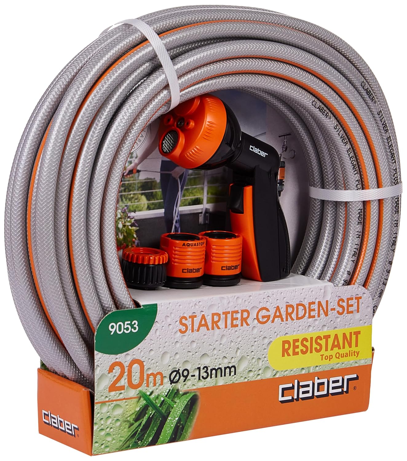 Claber 9053 Starter Garden-Set Hortum Başlangıç Seti 20 Metre 9-13 Mm Hortum, Çok İşlevli Sulama