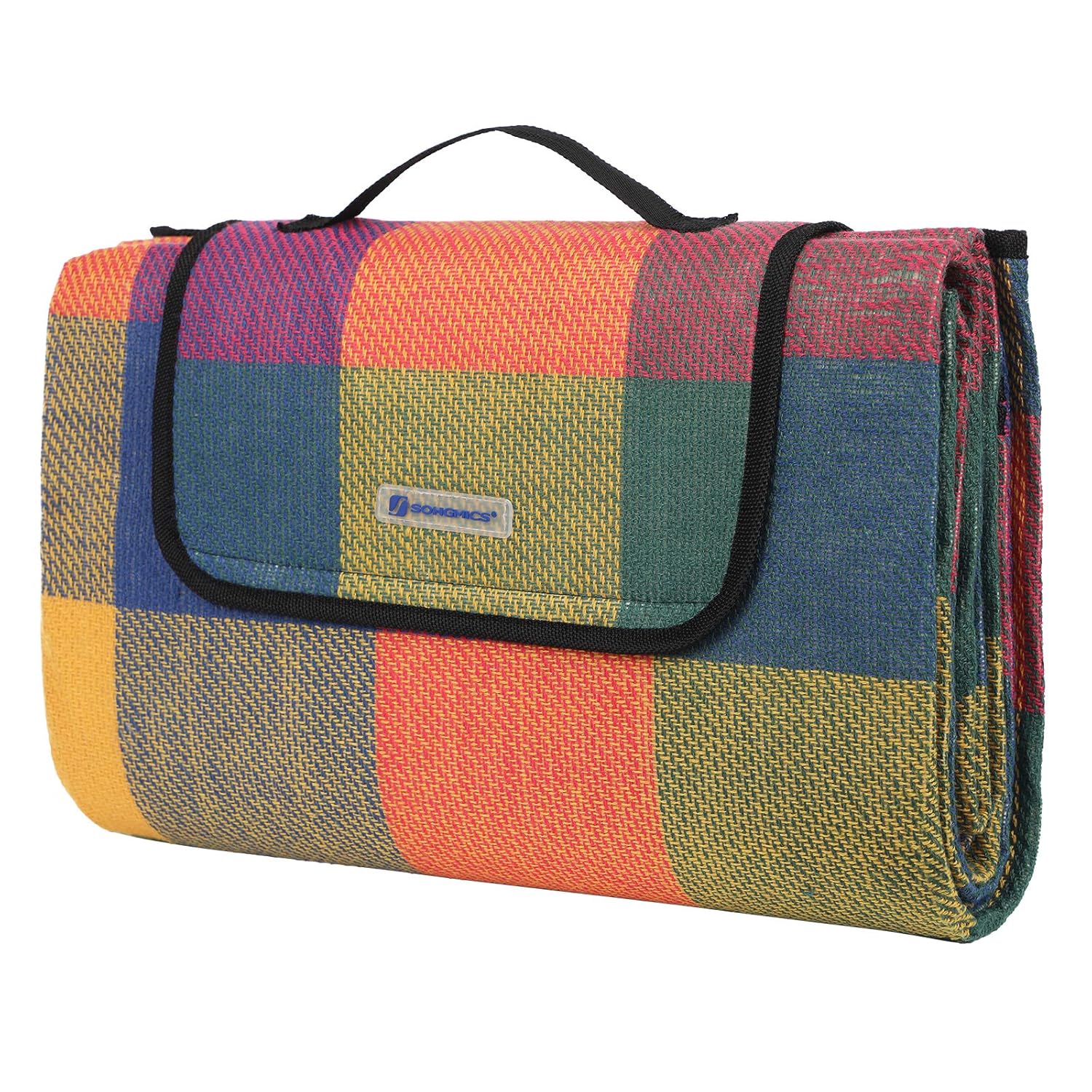 SONGMICS Isı İzoleli Su Geçirmez Piknik Örtüsü, Taşıma Saplı Plaj Örtüsü, GCM50K, 195 x 150 cm, Çok Renkli