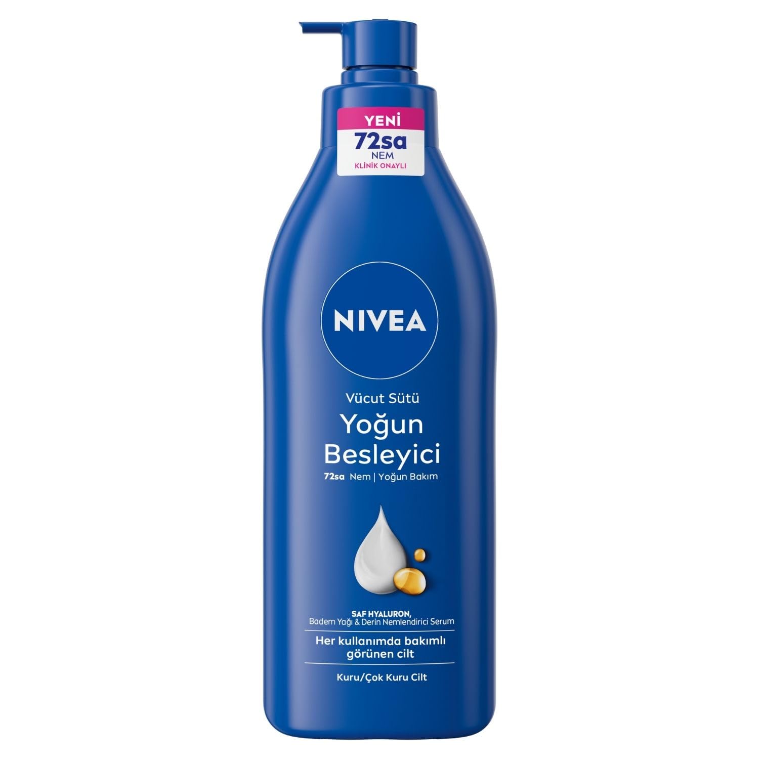 NIVEA Besleyici Vücut Sütü 400 ml, Kuru ve Çok Kuru Ciltler, 72 Saat Yoğun Nemlendirici,Badem Yağı