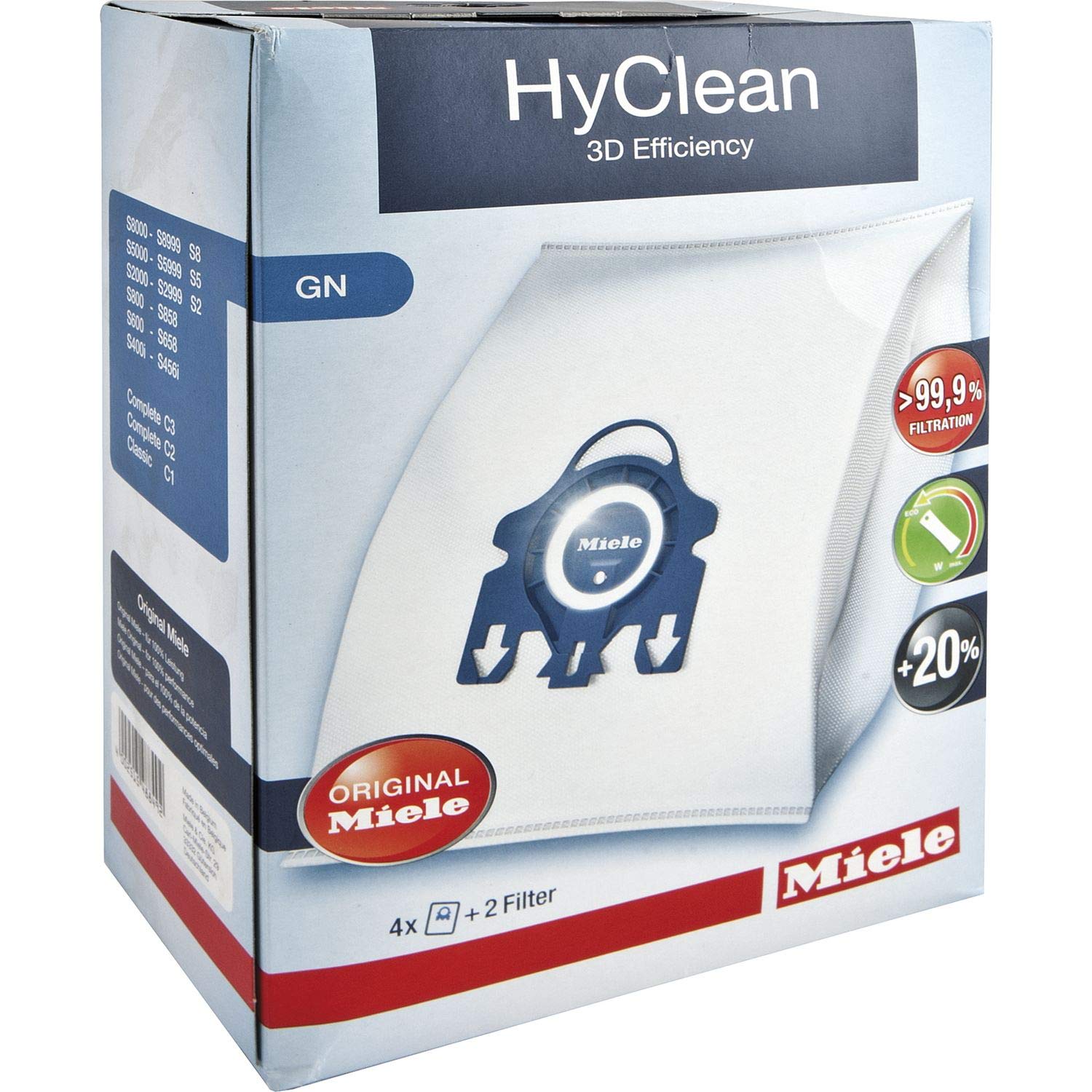 Miele HyClean GN 3d verimlilik toz torbası için klasik, komple, S2000, S5000, ve S8000 Serisi 8.5 x 16.5 x 23.5 cm beyaz 9917730