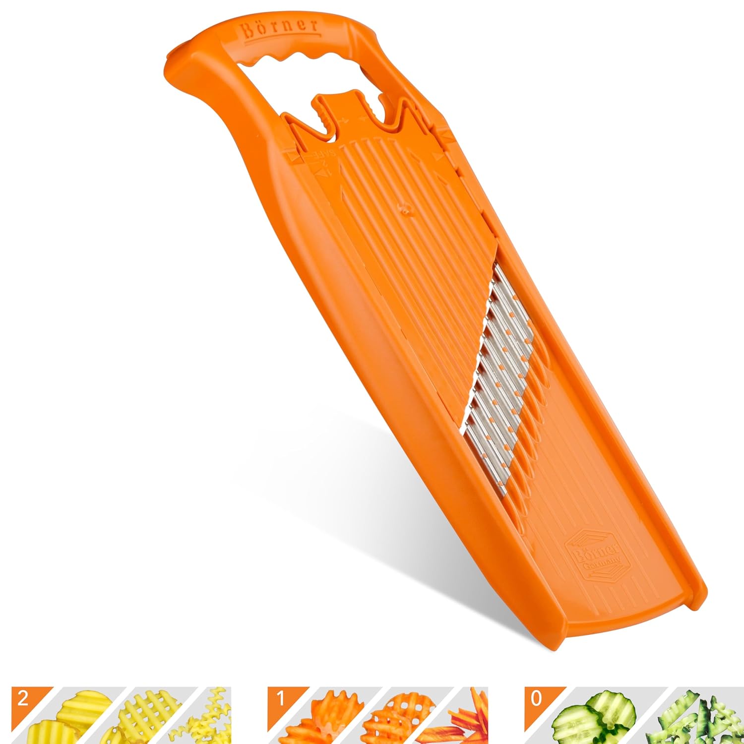Börner Wave-Waffle PowerLine Crinkle Cut Vegetable Slicer (Turuncu) • Sebzeler için Dalgalı Mandolin • Dalga/Waffle/Kırışık Kesim • Kafes Patates için Patates Dilimleyici