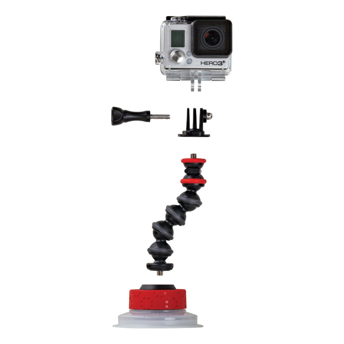 JOBY JB01329-BWW vantuz ve GorillaPod kol (GoPro/aksiyon video kameraları için, aksiyon kamerası için vantuz tutucu, kolay kurulum için hızlı Twist-Lock siyah