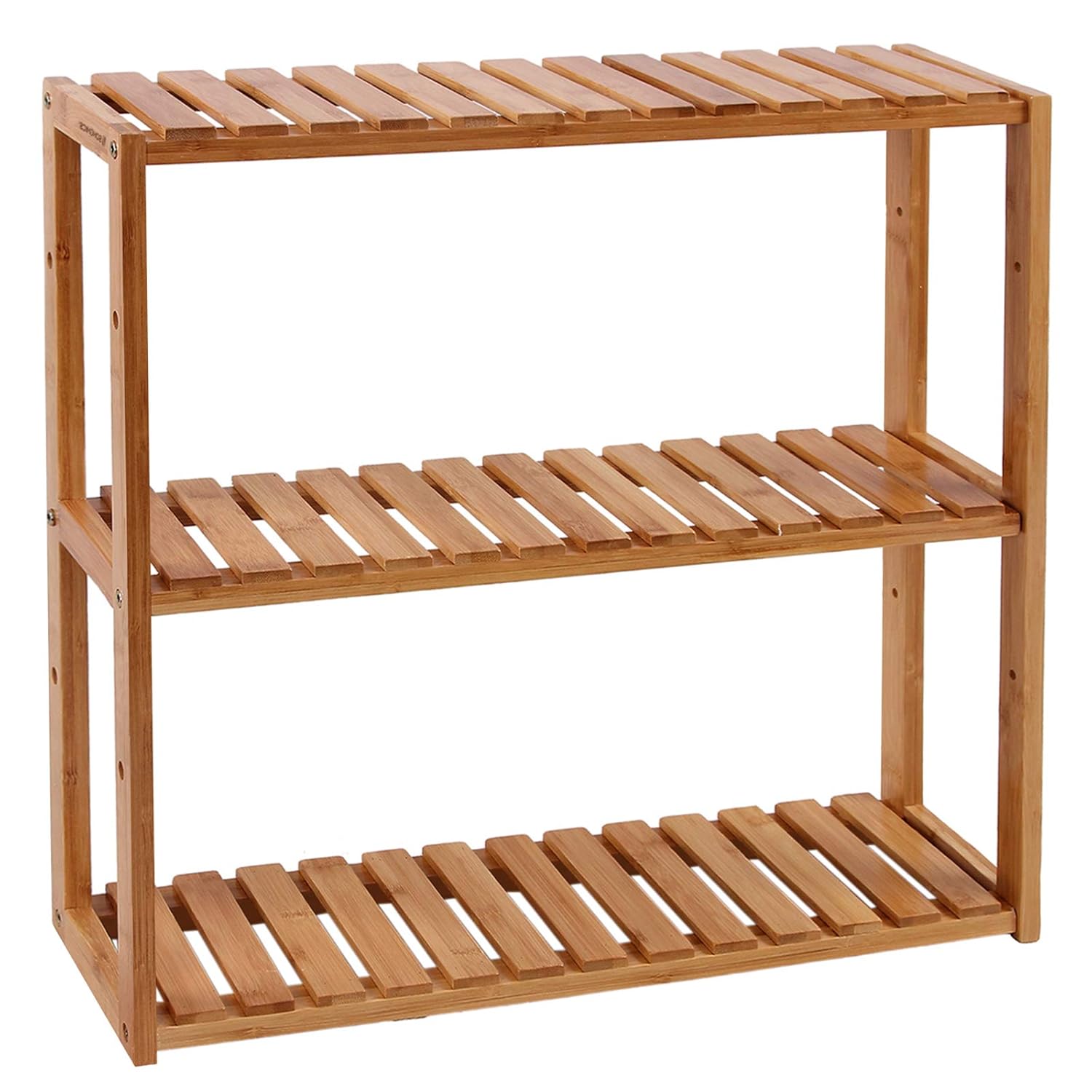SONGMICS Banyo Rafı, Bambu, Bitki Rafı, Ayarlanabilir 3 Zeminli, Duvara Monte, Oturma Odası, Koridor ve Mutfak İçin, Bağımsız, 60x15x54 cm, Doğal Renkler, Bcb13Y