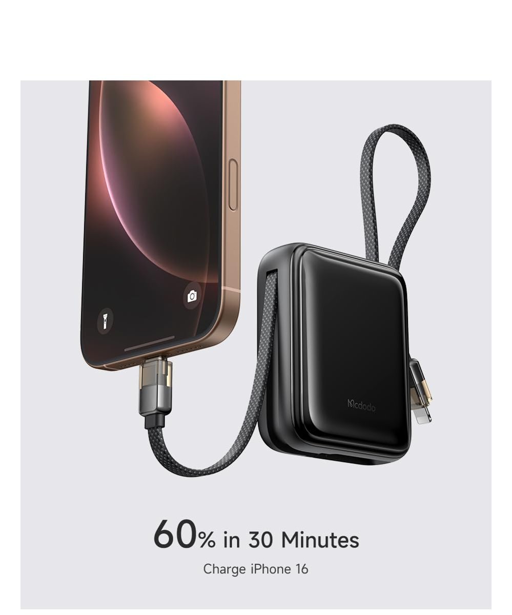 Mcdodo MC-2550 10000mAh 22.5W Dahili Kablolu Mini Powerbank