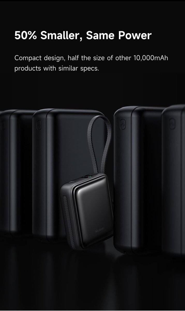 Mcdodo MC-2550 10000mAh 22.5W Dahili Kablolu Mini Powerbank