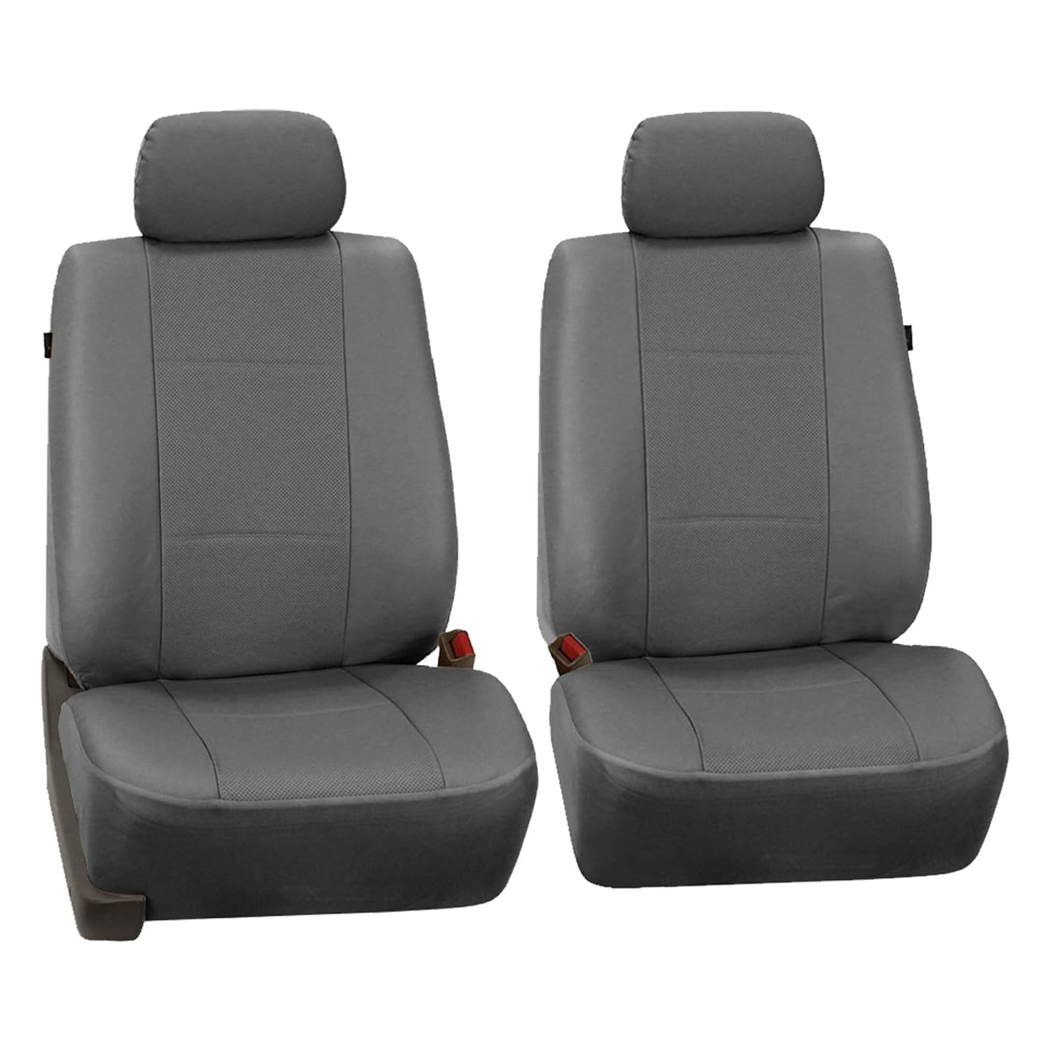 FH Group Araba koltuğu kılıfları, gri ön set, suni deri, çıkarılabilir baş desteği, evrensel uyumlu, otomotiv koltuk kılıfları, SUV, minibüs için hava yastığı uyumlu araba koltuğu kılıfı,