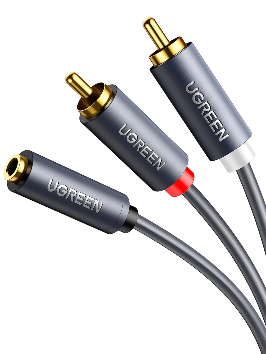 Ugreen 3.5 mm Jack Girişi Aux to 2 RCA Ses Aktarma Kablosu 1 Metre