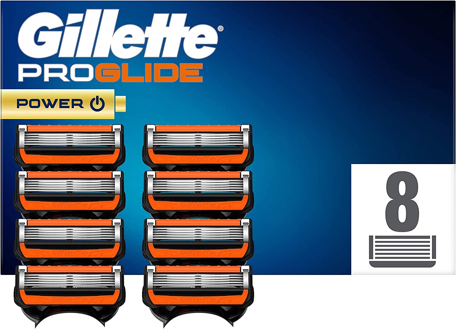 Gillette ProGlide Power tıraş bıçağı, 8 yedek bıçak, ıslak tıraş makineleri için, erkekler için, 5 kat bıçak ağzı