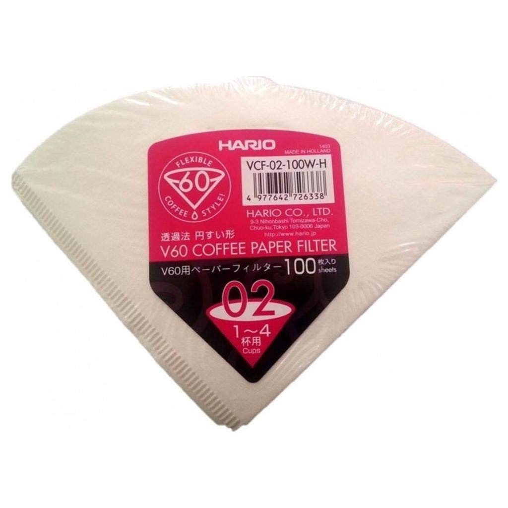 HARIO 200 filtresi - VCF-02-100W V60 filtre kağıdı çoklu paket 2 x 100 filtre (200)