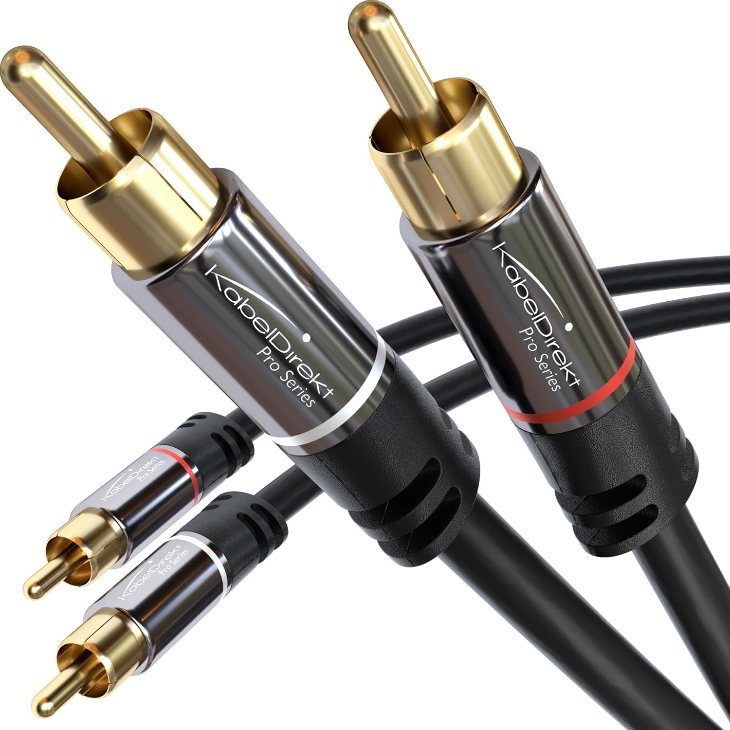 KabelDirekt – 0,5m – cinch kablo, 2 cinch-2 cinch, stereo ses kablosu (koaksiyel, RCA fiş/fiş, analog veya dijital, derin bas hoparlör/amplifikatör/HiFi ve ev sineması/Blu-ray/alıcı için, siyah)