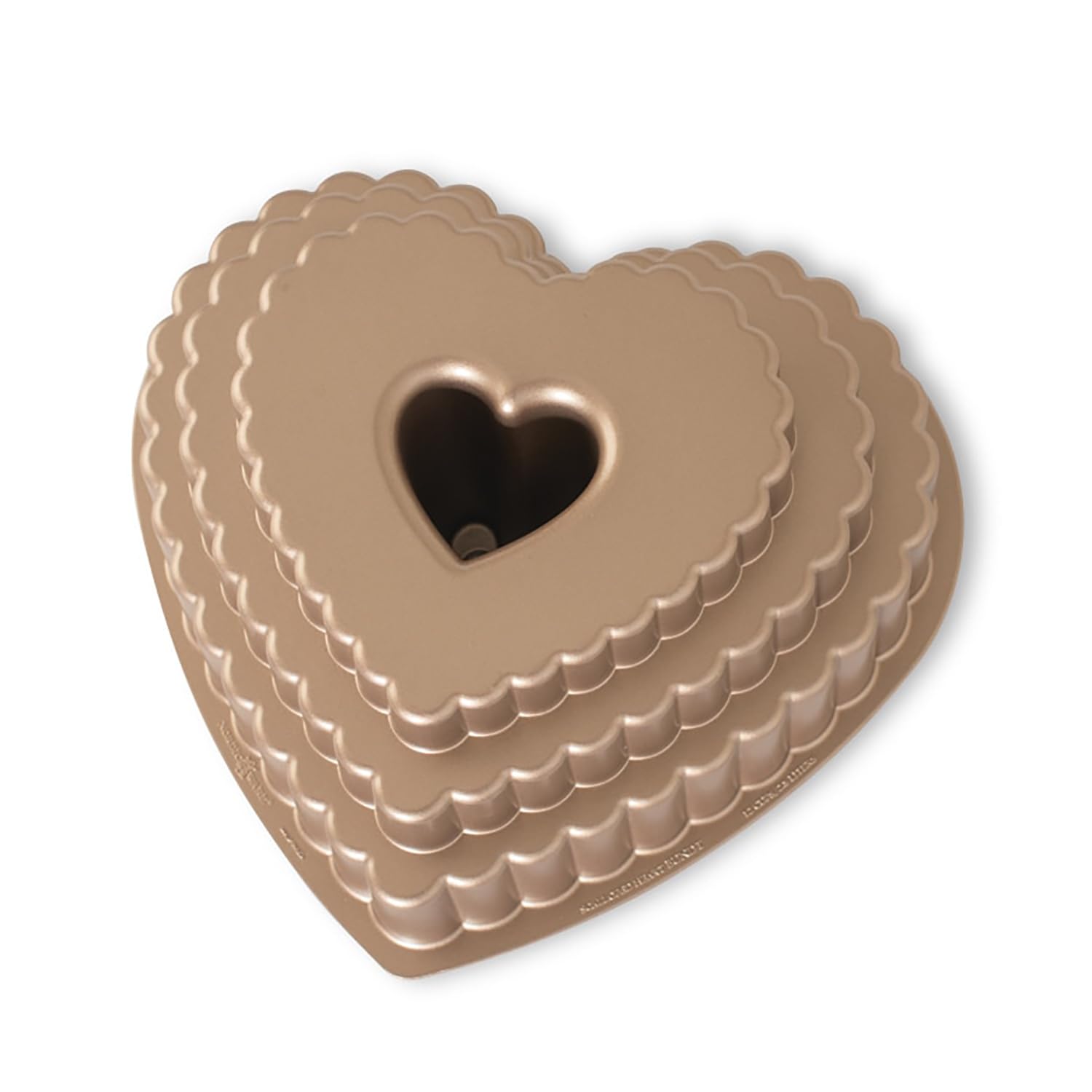 Nordic Ware Cast Bundt Bakeware Katmanlı Kalp, 12 Bardak, Şekerleme