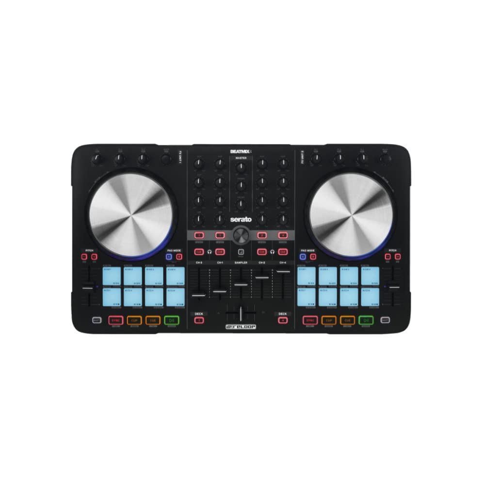 RELOOP BEATMIX 4 MK2 | 4-Kanal Serato Pad'li DJ Controller/Kontrolör Ünitesi | Serato DJ Lite dahil + Traktor PRO 2/3 ile uyumludur. (Mac & PC uyumlu)