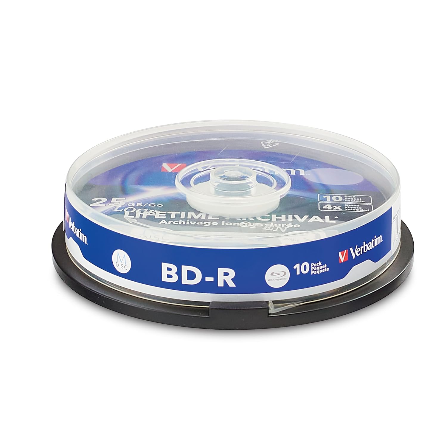 VERBATIM M-DISC BD-R 4X 25GB INKJET PRINTABLE 10 PACK SPLINDLE